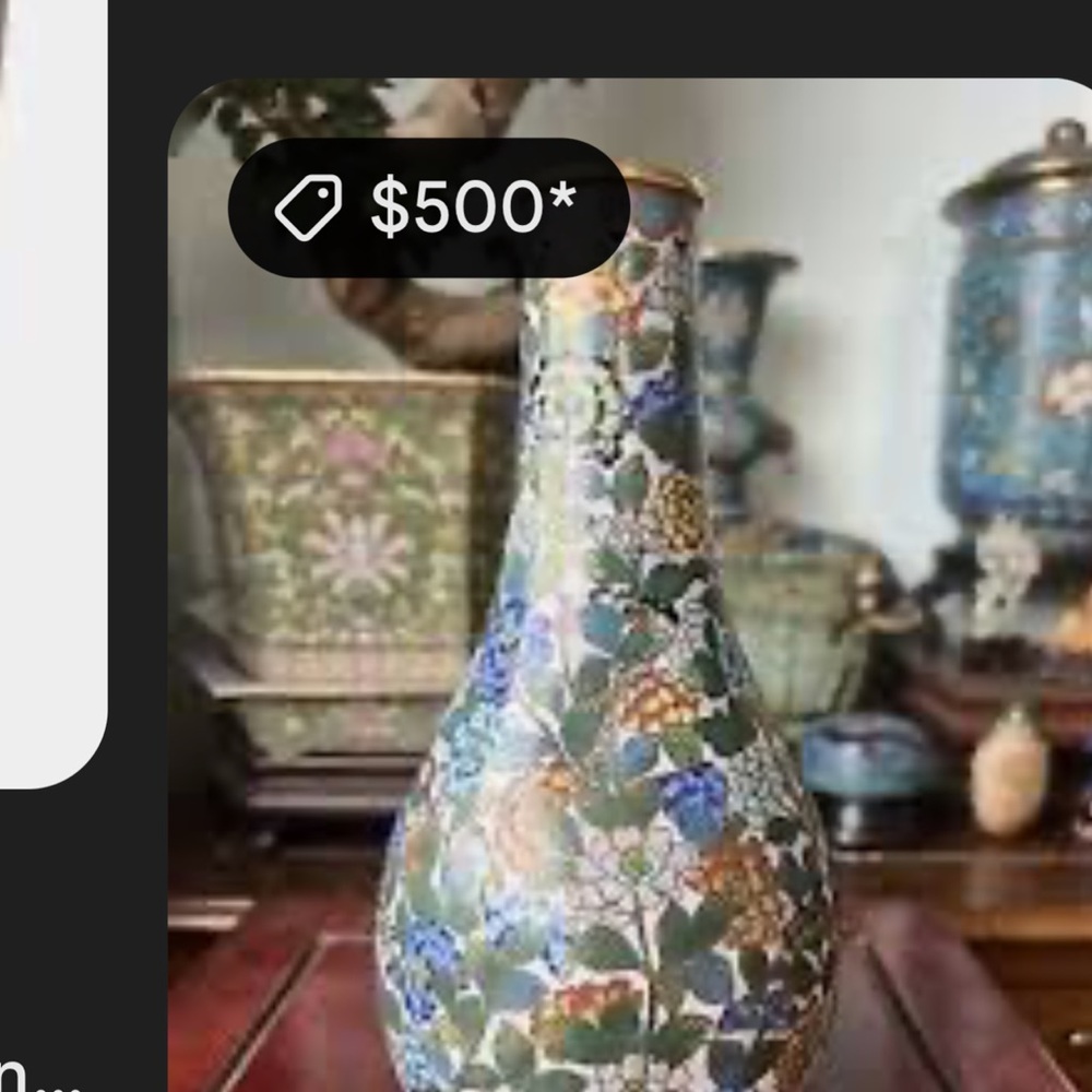 Vintage Millefleur Multicolor Floral Vase with green tones like new! - Picture 12 of 13